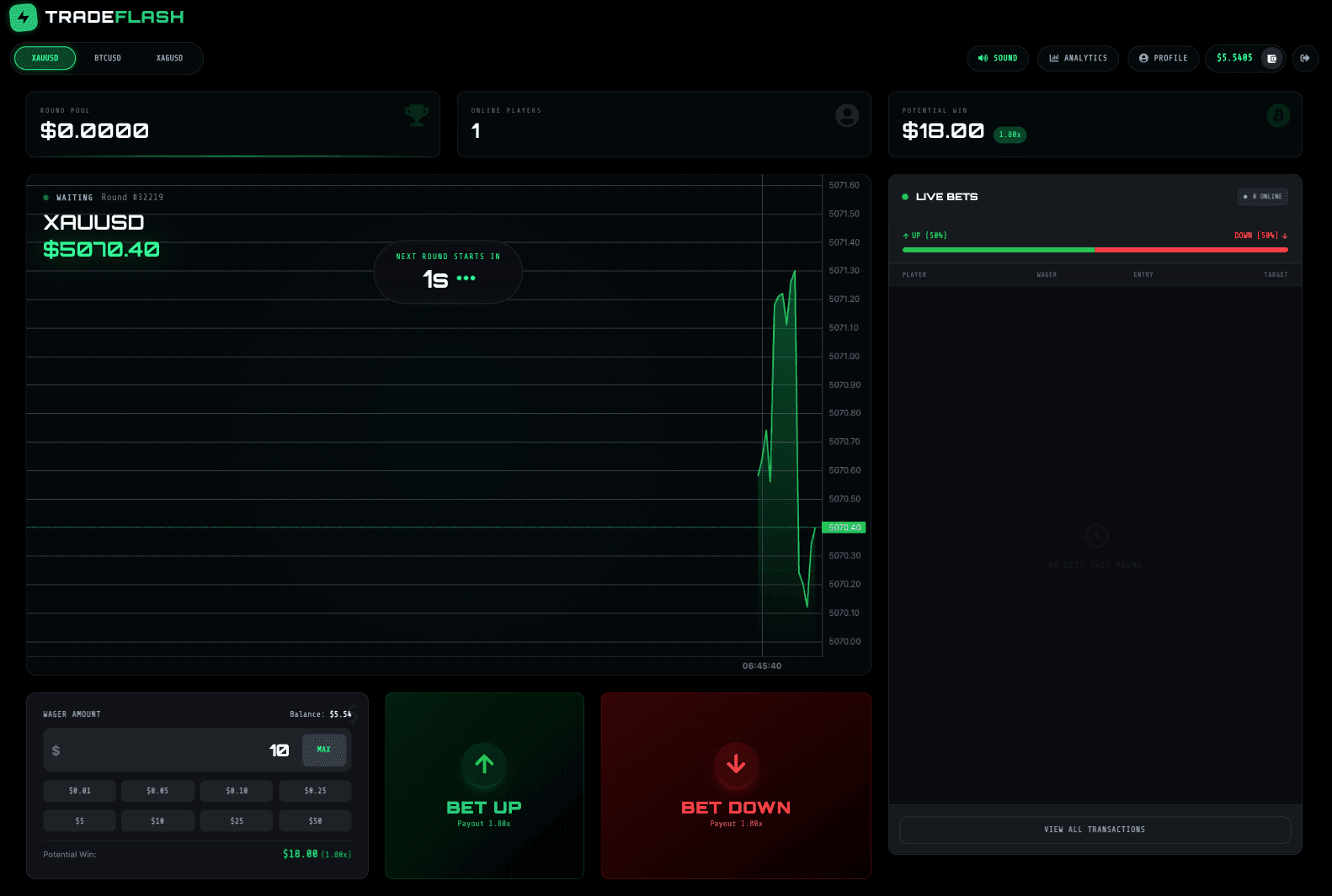 TradeFlash — application screenshot